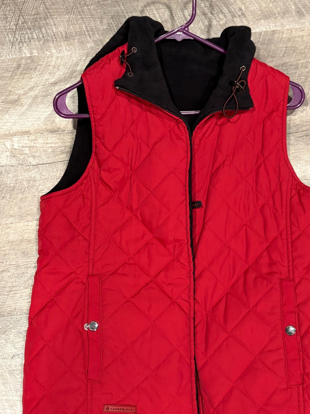 Women’s reversible Quilted Red Hooded Vest - Lauren Ralph Lauren